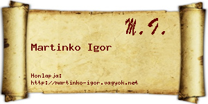 Martinko Igor névjegykártya